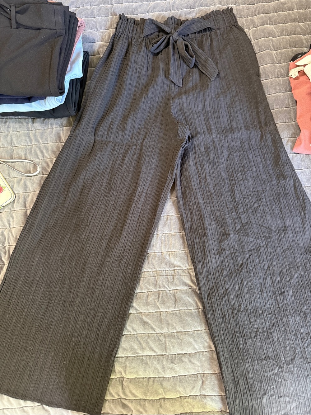 Women’s Black Drawstring Wide-Leg Pants